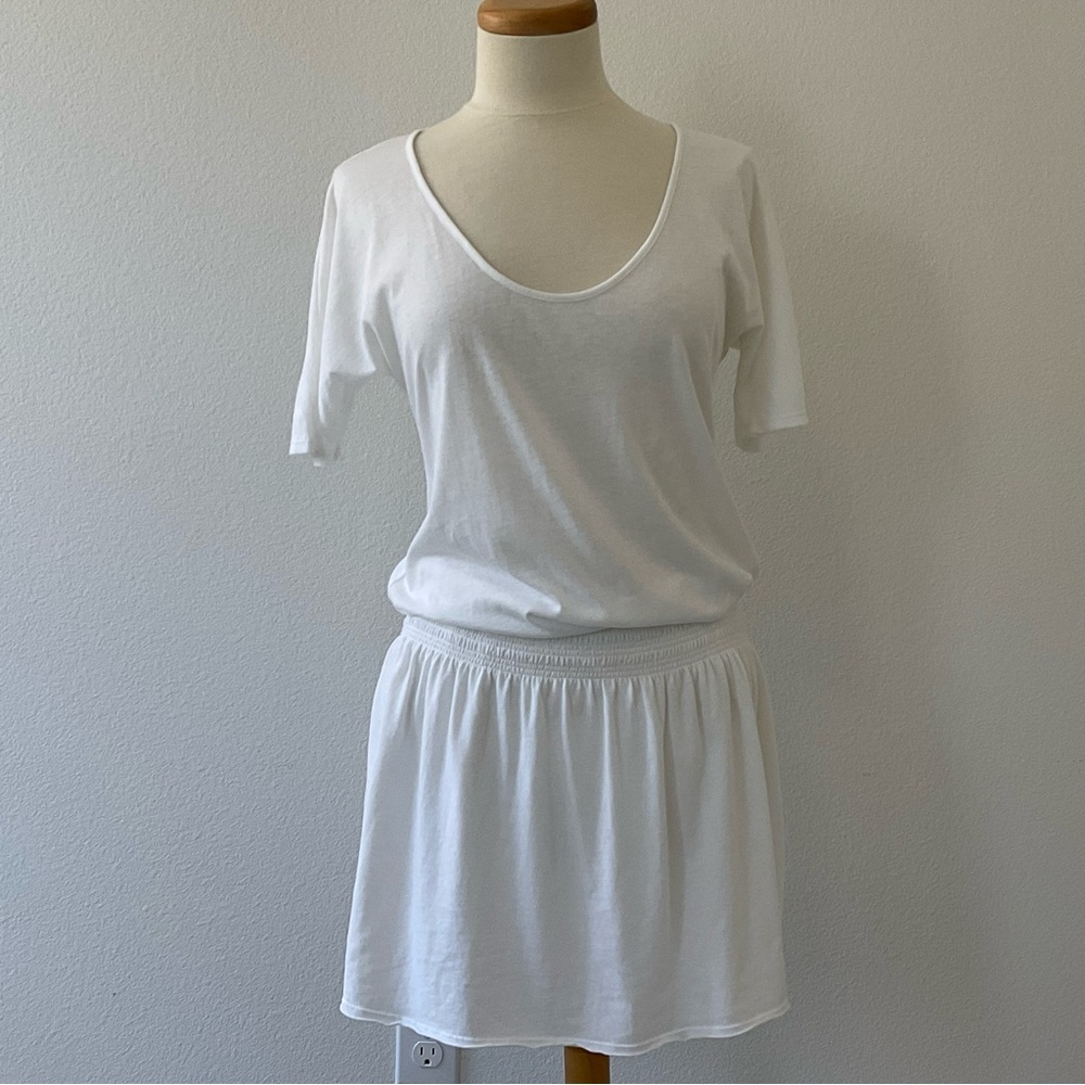 Athleta Captivate Drop Waist Burn Out White T Shirt Dress Coverup S